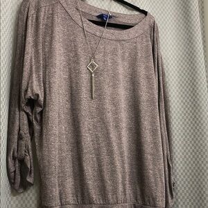 Apt. 9 Brown Heathered Top with Chain Detail
